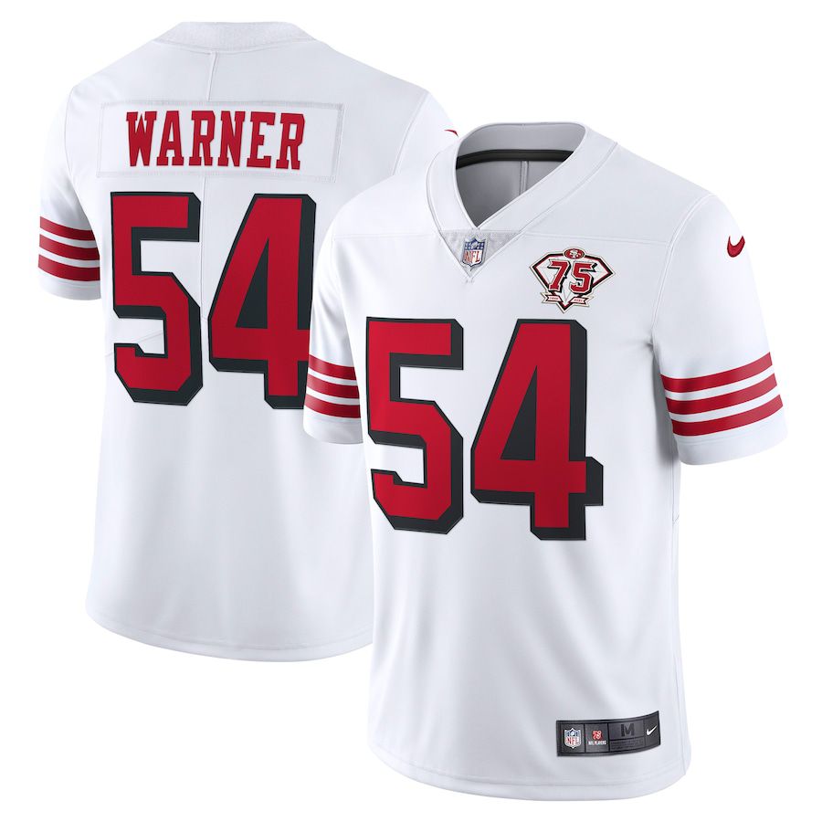 Men San Francisco 49ers 54 Fred Warner White 75th Anniversary Throwback Limited NFL Jersey